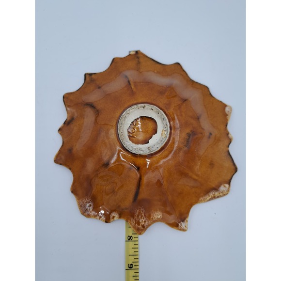 Vintage #702 Ceramic Pottery Yellow Red Flower Decorative Trinket Dish 7" Length - Picture 8 of 8